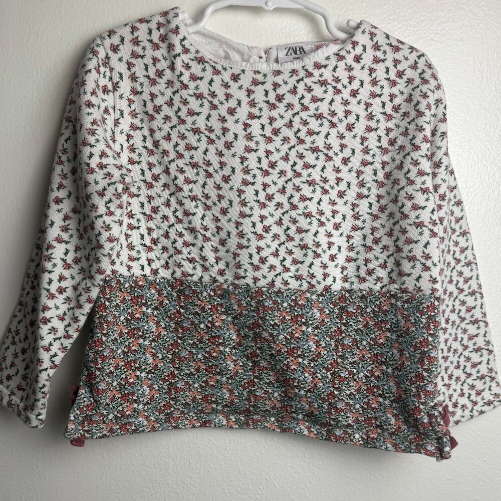 Zara Girls Floral Knit Sweater Long Sleeve Top size 4-5 years